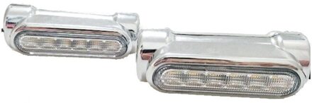 Voor Harley Victory Road King Street Glide Softail Fat Boy Motorfiets Snelweg Bar Switchback Richtingaanwijzer Wit Amber LED chroom