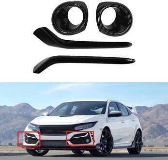 Voor Honda Civic Hatchback Auto Koolstofvezel Mistlamp Wenkbrauw Mistlamp Cover Trim Molding Bezel garneer