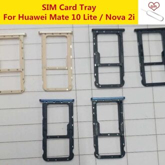 Voor Huawei Mate 10 Lite Sim-kaart Lade Houder Card Slot Adapter Voor Huawei Nova 2i Vervanging Reparatie Onderdelen blauw