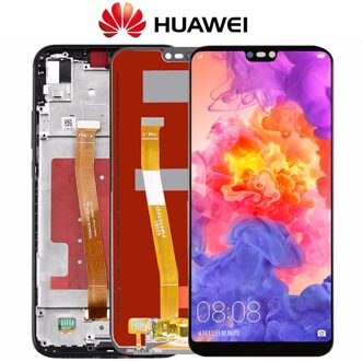 Voor Huawei P20 Lite Lcd-scherm + Touch Screen Digitizer Vergadering Vervanging voor Huawei Nova 3E Lcd-scherm 5.84inch met Frame roze met kader