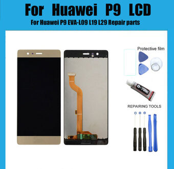 Voor Huawei P9 Lcd Touch Screen Digitizer Vergadering Voor Huawei P9 EVA-L09 L19 L29 Reparatie Onderdelen goud met kader