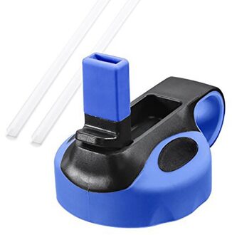 Voor HYDRO KOLF Stro Flip Deksel Cap12 16 18 20 32 40 64oz Brede Mond Fles Water Outdoor Draagbare Plastic Fles Blauw