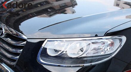 Voor Hyundai Santa Fe ABS Chrome Plastic Koplamp Lamp Hoods Cover Versieringen Auto Accessoires 2 stks/set