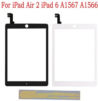 Voor Ipad 6 Air 2 2nd Gen Generatie Glas Touch Screen A1567 A1566 Touch Screen Digitizer Met Sticker wit