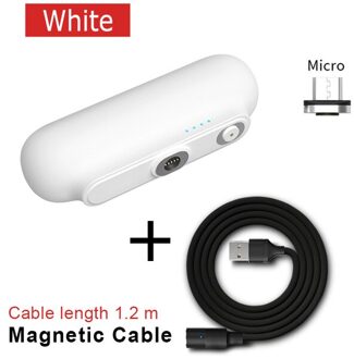 Voor Iphone 12 Magnetische Power Bank 2600Mah Mini Magneet Charger Power Bank Voor Xiaomi Emergency Draagbare Magnetische Externe Batterij wit-Micro