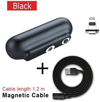Voor Iphone 12 Magnetische Power Bank 2600Mah Mini Magneet Charger Power Bank Voor Xiaomi Emergency Draagbare Magnetische Externe Batterij zwart-IOS