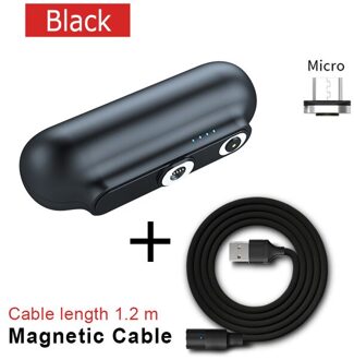 Voor Iphone 12 Magnetische Power Bank 2600Mah Mini Magneet Charger Power Bank Voor Xiaomi Emergency Draagbare Magnetische Externe Batterij zwart-Micro