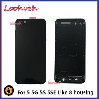 Voor IPhone SE 5 5G 5S zoals 8 Stijl Behuizing Batterij Cover Deur Achter Chassis Frame back Cover + batterij sticker 5S Like 8 goud
