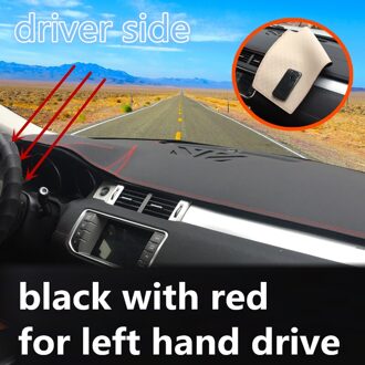 Voor Jaguar Xj (X350) XJ6 XJ8 2004 - Pu Lederen Dashmat Dashboard Cover Dash Mat Zonnescherm Tapijt Auto Styling Accessoires zwart met rood LHD