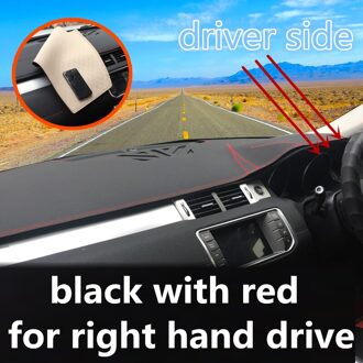 Voor Jaguar Xj (X350) XJ6 XJ8 2004 - Pu Lederen Dashmat Dashboard Cover Dash Mat Zonnescherm Tapijt Auto Styling Accessoires zwart met rood RHD