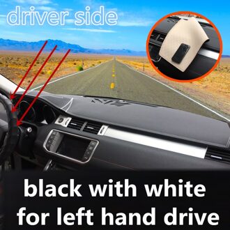 Voor Jaguar Xj (X350) XJ6 XJ8 2004 - Pu Lederen Dashmat Dashboard Cover Dash Mat Zonnescherm Tapijt Auto Styling Accessoires zwart met wit LHD