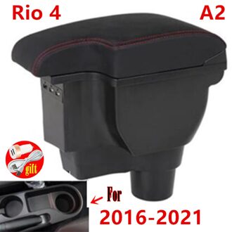 Voor Kia Rio 4 Armsteun Voor Kia Rio X X-Line Auto Opbergdoos Auto Accessoires Retrofit Onderdelen Interieur details A2 rood lijn 3USB