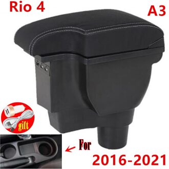 Voor Kia Rio 4 Armsteun Voor Kia Rio X X-Line Auto Opbergdoos Auto Accessoires Retrofit Onderdelen Interieur details A3 wit lijn 3USB