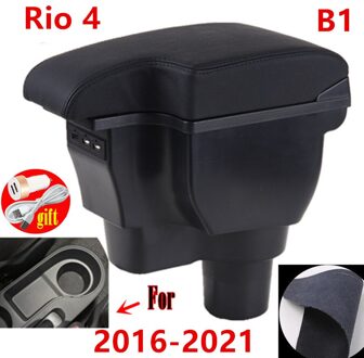Voor Kia Rio 4 Armsteun Voor Kia Rio X X-Line Auto Opbergdoos Auto Accessoires Retrofit Onderdelen Interieur details B1 zwart line3 USB