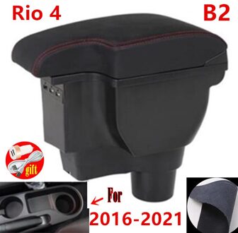 Voor Kia Rio 4 Armsteun Voor Kia Rio X X-Line Auto Opbergdoos Auto Accessoires Retrofit Onderdelen Interieur details B2 rood lijn 3USB