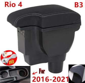 Voor Kia Rio 4 Armsteun Voor Kia Rio X X-Line Auto Opbergdoos Auto Accessoires Retrofit Onderdelen Interieur details B3 wit lijn 3USB