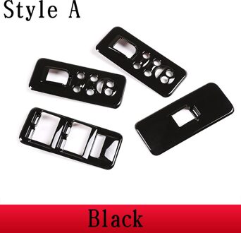 Voor Land Rover Range Rover Sport L320 2005 Abs Zilver/Zwarte Auto Venster Lift Schakelaar Knop Cover stickers Auto Accessoires stijl A zwart