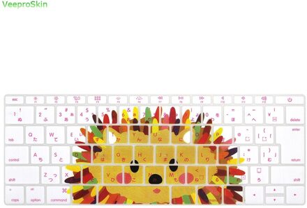 Voor Mac 12 "A1534 Jp Silicone Toetsenbord Cover Skin Voor Macbook Pro 13" A1708 Geen touch Bar) japanse Rainbow Dier egel