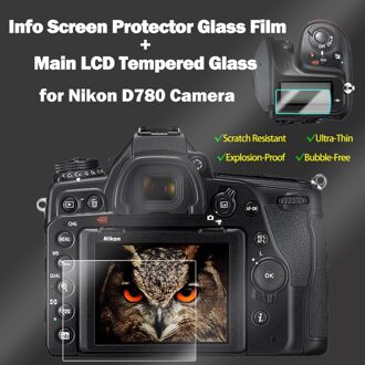 Voor Nikon D780 Camera Gehard Glas Beschermende Zelfklevende Glas Belangrijkste Lcd-scherm + Film Info Screen Protector Guard cover 1 reeks