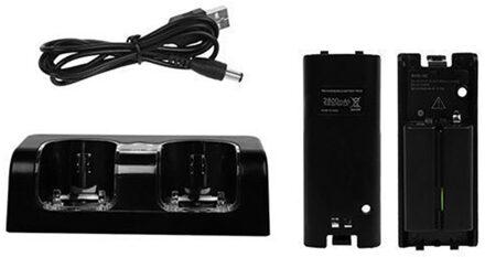 Voor Nintend Wii Remote Controller Charger Opladen Dock Station + 2 Batterijen Game Accessoires zwart two batteries