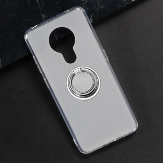 Voor Nokia 5.3 Terug Ring Holder Bracket Telefoon Case Cover Telefoon Tpu Zachte Siliconen Gevallen Voor Nokia 5.3 Ta-1234, ta-1223, Ta-1227 zwart