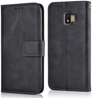 Voor Op Samsung J2 Core Case Cover Voor Samsung Galaxy J2 Core J260 J260F Coque Wallet Leather Case Voor Samsung j260 J2Core Case niu-donker grijs