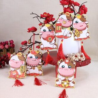 Voor Oranje Bomen 6 Pcs Onregelmatige Vorm Chinese Ox Jaar Rode Pakketten ontwerp 3