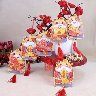 Voor Oranje Bomen 6 Pcs Onregelmatige Vorm Chinese Ox Jaar Rode Pakketten ontwerp 4