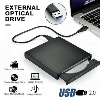 Voor Pc Laptop Mac Notebook 1Pc Ultra Thin Usb 2.0 Externe Optische Drive Dvd Rw Cd Drives Brander Reader speler Pohiks