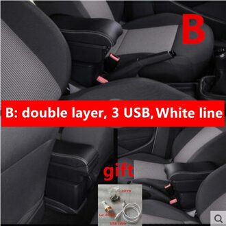 Voor Peugeot 207 Armsteun Doos Auto Centrale Armsteun Opbergdoos Accessoires B zwart wit lijn