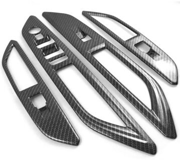 Voor Peugeot 3008 Gt Carbon Fiber Venster Lift Schakelaar Knop Cover Versieringen Deur Armsteun Panel Frame