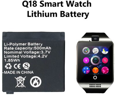 Voor Q18 Smart Horloge 2 Stuks 3.7V Oplaadbare Li-Ion Polymeer Batterijen 500mA Lithium Li-Po Batterij Smartwatch Vervangen