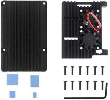 Voor Raspberry Pi 4 Fan Case Met Dubbele Koelventilator Aluminium Heatsink Eenvoudige Verwijderbare Cover met fan