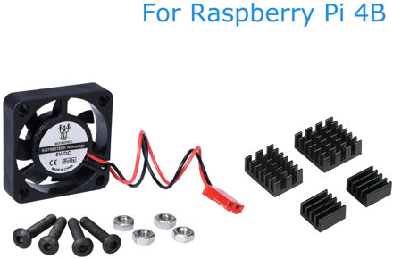 Voor Raspberry Pi 4 Model B Koelventilator Rustige Mini Fan + Koellichaam Aluminium Heatsink Radiator CPU RAM LAN USB Sink Raspberry Pi 4 Fan met zwart sink