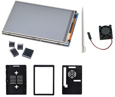 Voor Raspberry Pi 4B 3B 3B + Druk Sn 3.5 Inch Lcd-scherm + Touch Pen + Abs Case + koelventilator Voor Raspberry Pi 4B
