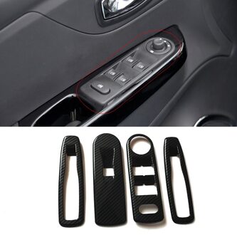 Voor Renault Captur Lhd Abs Carbon Fibre Innerlijke Armsteun Portierruit Lift Schakelaar Knop Panel Accessoires 4Pcs Glass Lift Switch
