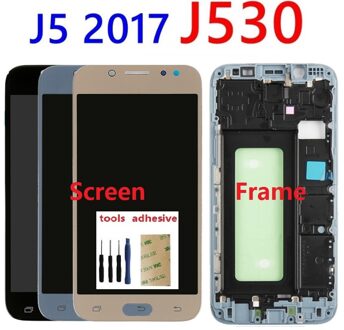 Voor Samsung Galaxy J5 Pro Lcd-scherm Touch Digitizer Sensor J530F J530FN J530F/DS J530G J530M Verstelbare helderheid blauw add kader
