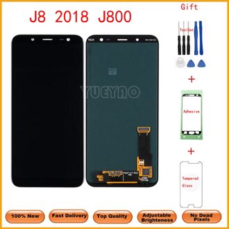 Voor Samsung Galaxy J8 J800 Lcd-scherm Touch Screen Helderheid Pancel Sm-J800M J810F J810Y Vervanging zwart NoGift