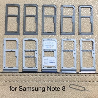 Voor Samsung Galaxy Note 8 N950 N950F N950FD N950U N950W Originele Telefoon Behuizing Sim-kaart Adapter Micro Sd-kaart lade Houder zwart 2 sim