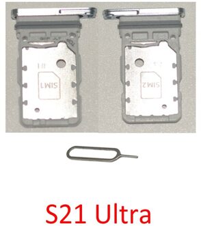 Voor Samsung Galaxy S21 Ultra Sim Tray Adapter Originele Telefoon Behuizing Micro Sd-kaart Lade Houder zilver