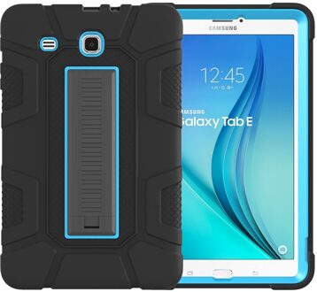 Voor Samsung Galaxy Tab E 9.6 inch T560 T561 Case Kinderen Veilig PC Silicon Hybrid Anti-fall Shockproof Stand tablet Cover zwart - blauw