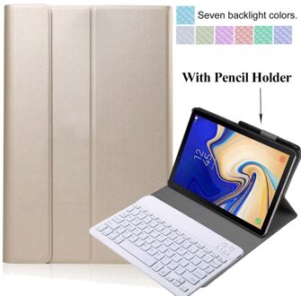 Voor Samsung Galaxy Tab Een 10.1 Toetsenbord Case SM-T510 SM-T515 Slanke Lederen Backlight Bluetooth Keybaord Cover Potlood Houder goud-Backlit