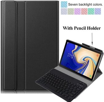 Voor Samsung Galaxy Tab Een 10.1 Toetsenbord Case SM-T510 SM-T515 Slanke Lederen Backlight Bluetooth Keybaord Cover Potlood Houder zwart-Backlit