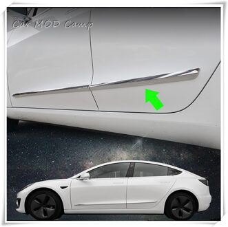 Voor Tesla Model 3 Exterieur Accessoires Chrome Side Door Molding Strips Protector Trim 4 Stuks auto Styling