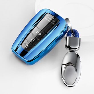 Voor Toyota Camry Prado Highlander Corolla Chr Avalon Izoa Levin Hybrid Zachte Tpu Autosleutel Protector Cover Sleutel keten blauw met keychain