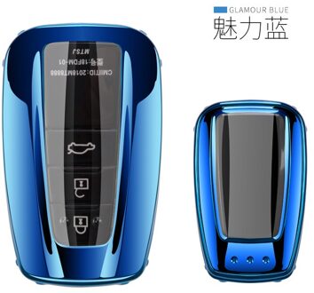 Voor Toyota Camry Prado Highlander Corolla Chr Avalon Izoa Levin Hybrid Zachte Tpu Autosleutel Protector Cover Sleutel keten blauw schelp