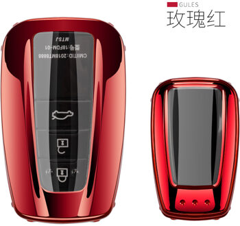 Voor Toyota Camry Prado Highlander Corolla Chr Avalon Izoa Levin Hybrid Zachte Tpu Autosleutel Protector Cover Sleutel keten rood schelp