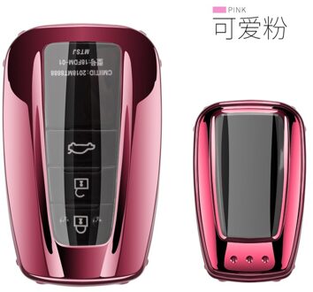 Voor Toyota Camry Prado Highlander Corolla Chr Avalon Izoa Levin Hybrid Zachte Tpu Autosleutel Protector Cover Sleutel keten roze schelp