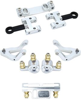 Voor Wpl D12 1/10 Rc Truck Auto Upgrade Onderdelen Metalen Bovenste Lagere Swing Arm Steering Cup Knuckle Set Accessoires zilver