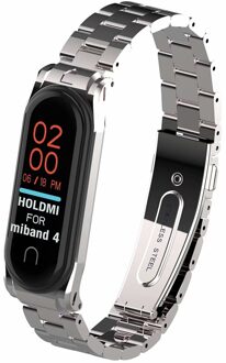 Voor Xiao mi band 4 3 wrist Strap Metal Fitness Armband Mi band 4 polsband smart Horloge Band Mi Band4 roestvrij Stalen Band A sliver